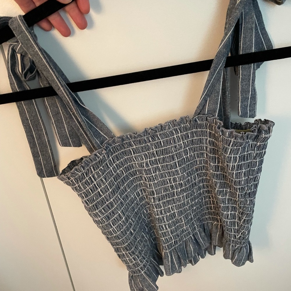 LA Hearts Blue and White Crop Top